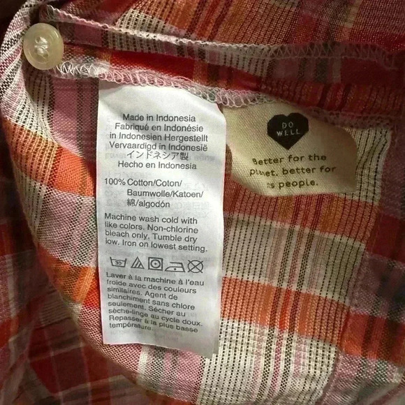 LIKE NEW | Women’s Madewell Plaid Shirred-Neck Boxy Top | Size XXS - Picture 3 of 6